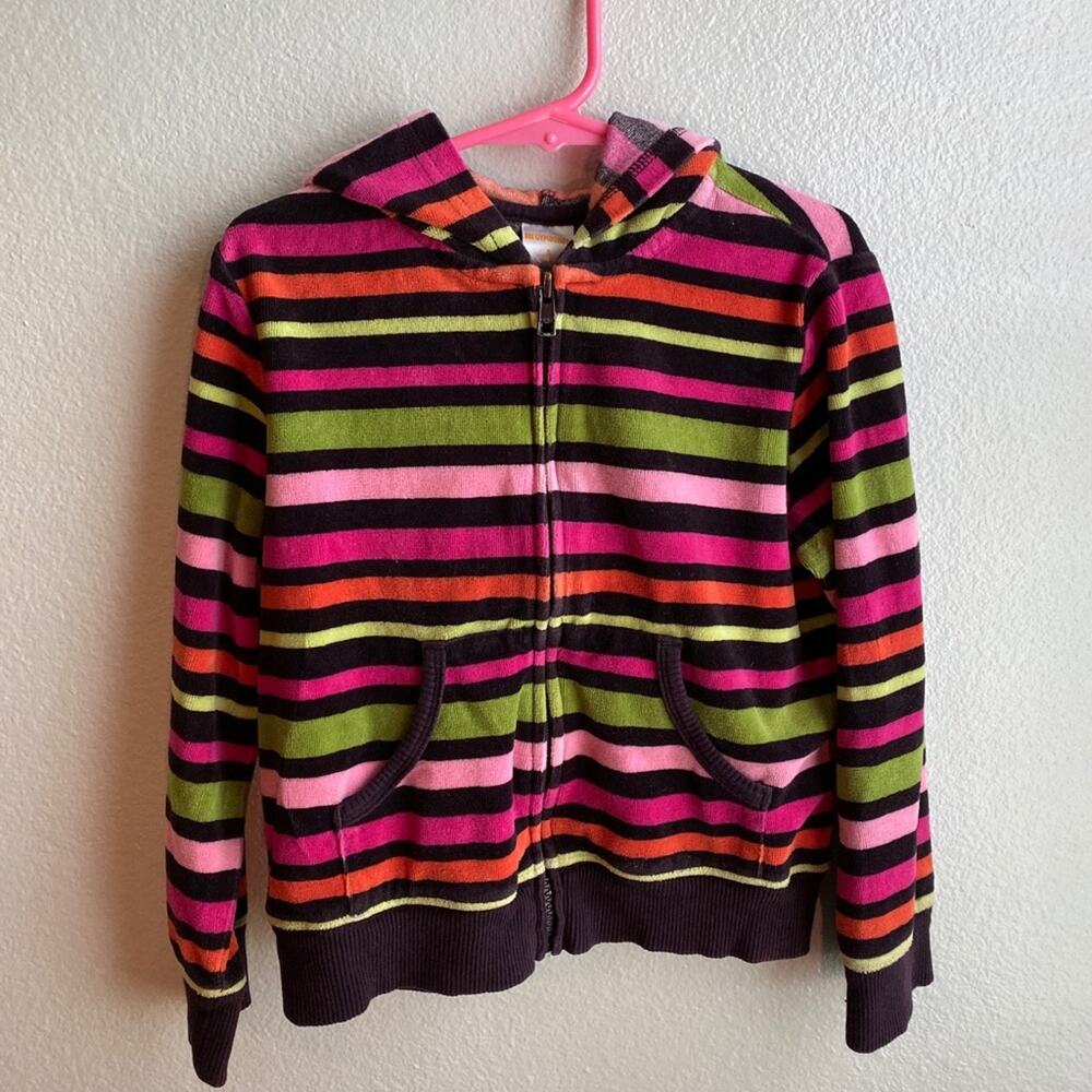 Gymboree Stripe Velour Hooded Zipper Jacket